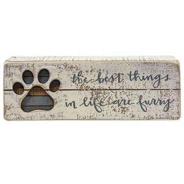 The Best Things In Life Are Furry Slat Box Sign - The Fox Decor